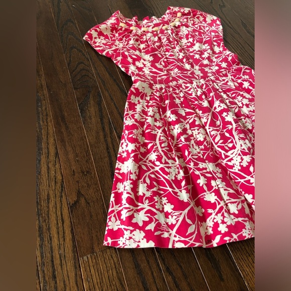 Lilly Pulitzer Girls 5 Hot Pink/White A-Line Jeweled Collar Ruched Lined Dress - Picture 2 of 12